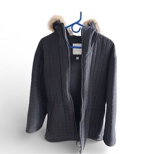 Andrew Marc Black Quilted Jacket from Saks. Fur trim!